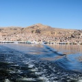 En bâteau sur le lac Titicaca.
