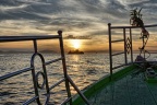 Coucher de soleil sur l'Irrawaddy au Myanmar.